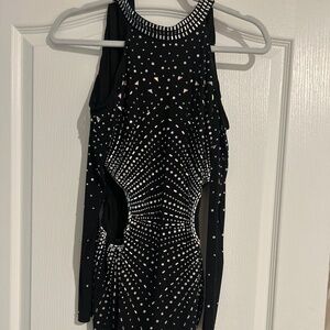 Black mini dress with rhinestones